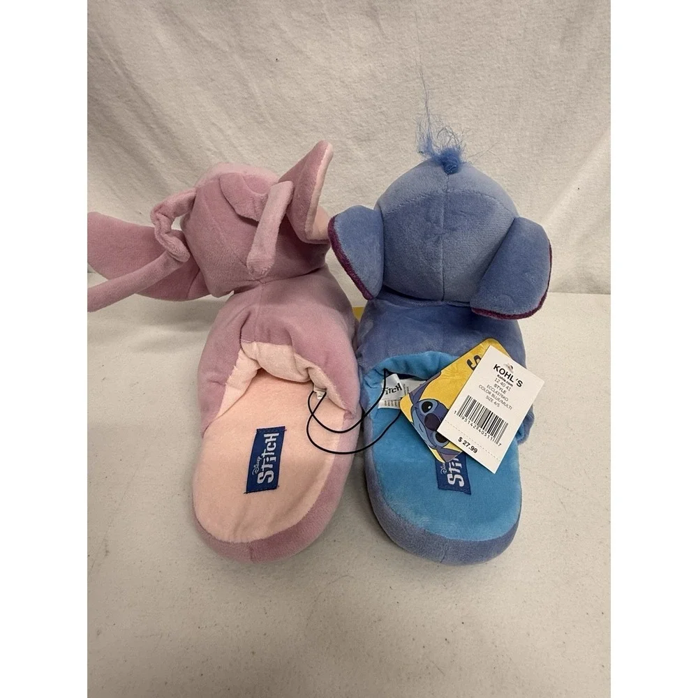 Disney Stitch And Angel Plush Slippers Kids Size XL 4/5 NWT By Ground Up